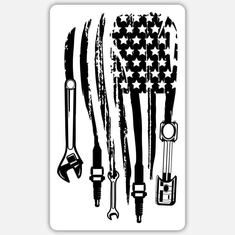 US Car Schrauber - Sticker Größe S (10 x 10 cm) - Mattweiß