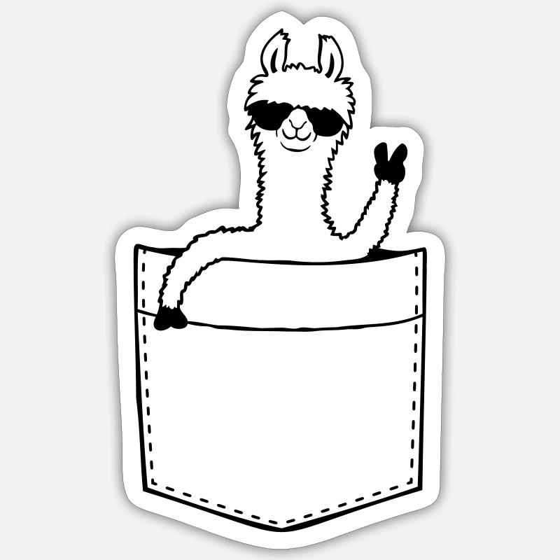 Sac chemise Comic Lama - Sticker taille S (10 x 10 cm) - blanc mat