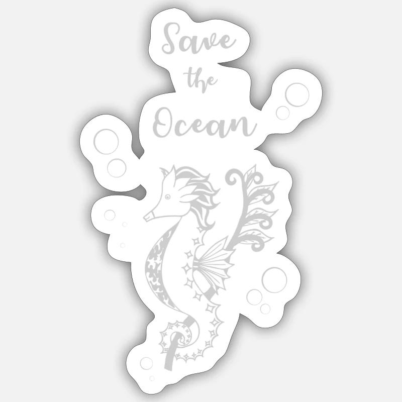 Save the Ocean Seepferdchen Sticker Größe S (10 x 10 cm)
