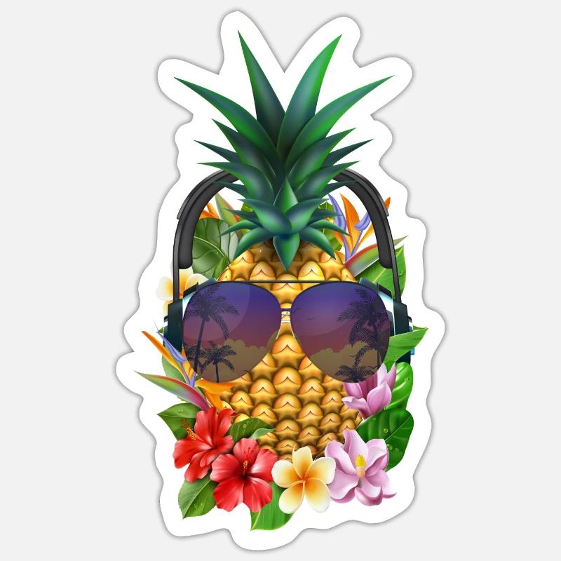 Hawaii Cool Pineapple Fleurs Aloha Beach Sticker taille S (10 x 10 cm)