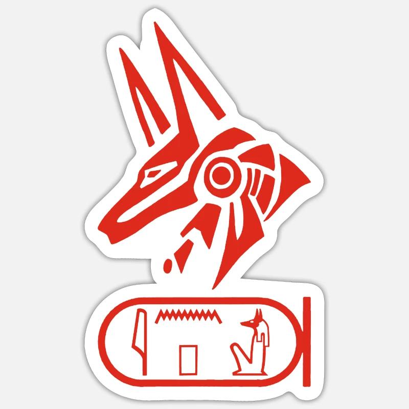 Gott Anubis (rot) Sticker Größe S (10 x 10 cm)