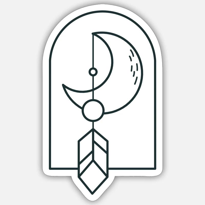 BOHO moon and drop feather on an arc Sticker size S (10 x 10 cm)