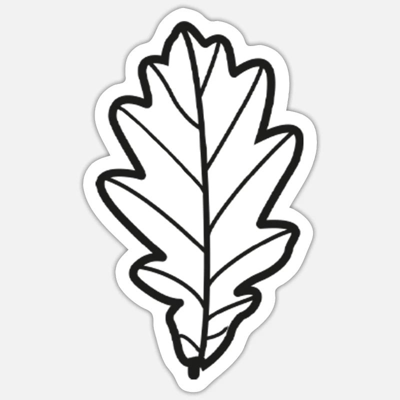 Black graphic oak leaf - Sticker size S (10 x 10 cm) - white matte