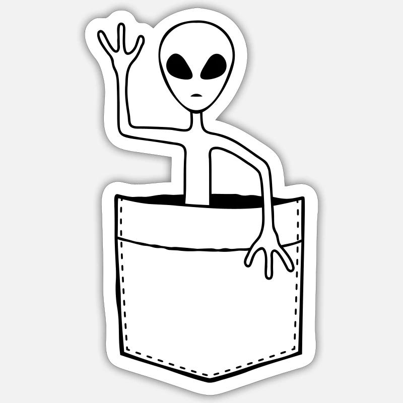 Sac Alien vagues friendly - Sticker taille S (10 x 10 cm) - blanc mat