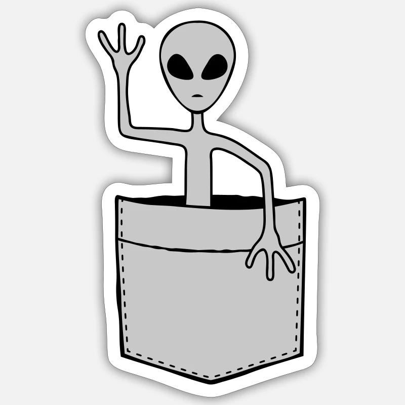 Hemdtasche Science Fiction Alien - Sticker Größe S (10 x 10 cm) - Mattweiß