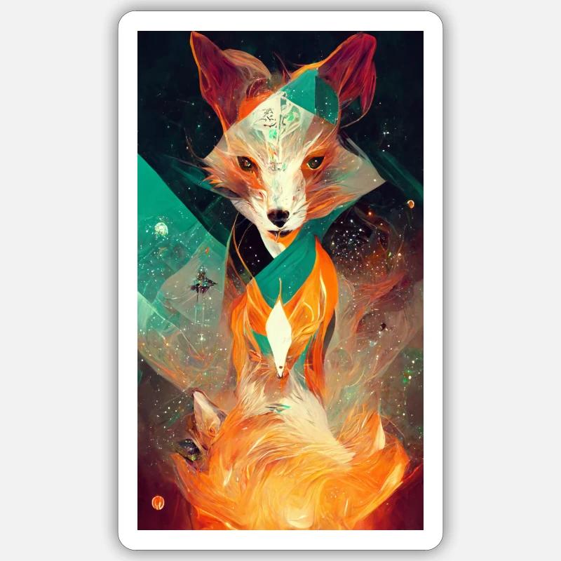 Fire Fox - Sticker taille S (10 x 10 cm) - blanc mat