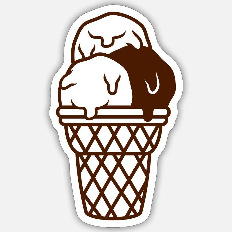 Waffel 3 leckere Eiskugeln - Sticker Größe S (10 x 10 cm) - Mattweiß
