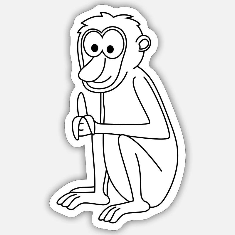 Affe comic Tier - Sticker Größe S (10 x 10 cm) - Mattweiß