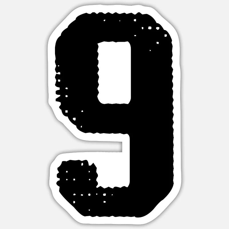 Maillot à 9 chiffres - Sticker taille S (10 x 10 cm) - blanc mat