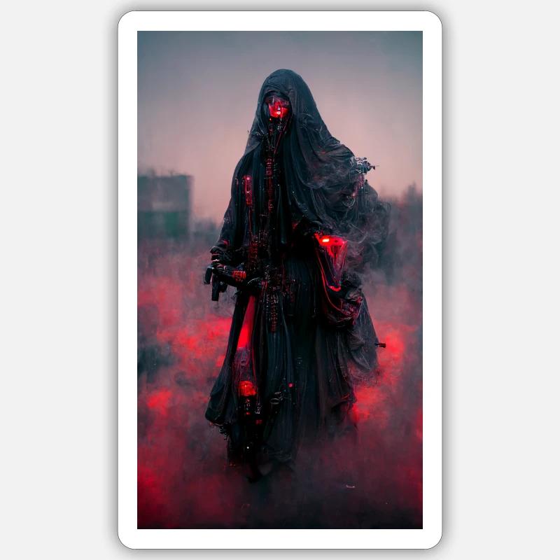 Red Grim reaper - Sticker taille S (10 x 10 cm) - blanc mat