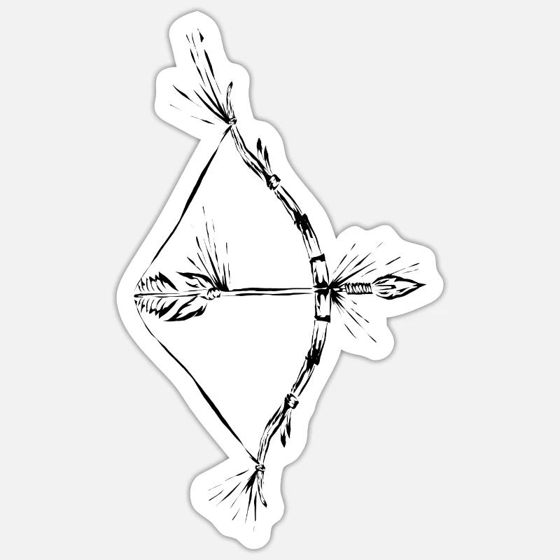 Pfeil und Bogen - Sticker Größe S (10 x 10 cm) - Mattweiß