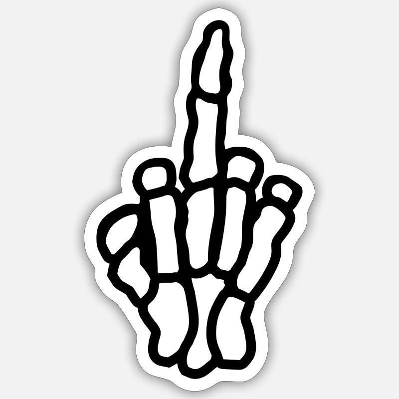 Frech Mittelfinger Knochen Hand Sticker Größe S (10 x 10 cm)