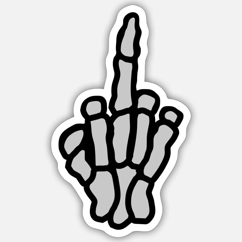 Mittelfinger Knochen Hand zeigen Sticker Größe S (10 x 10 cm)