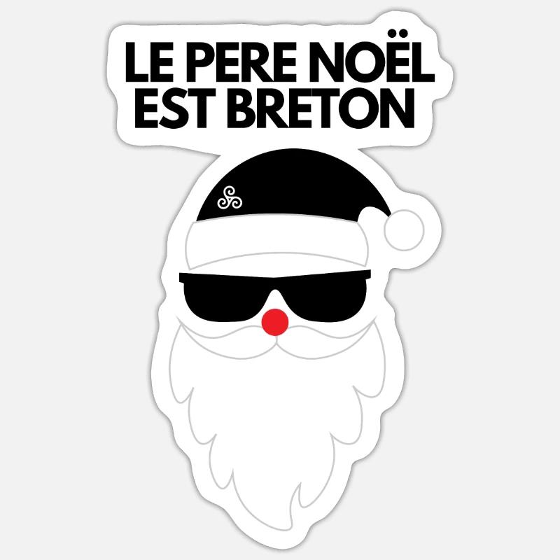 Le père-Noël est breton - Sticker taille S (10 x 10 cm) - blanc mat