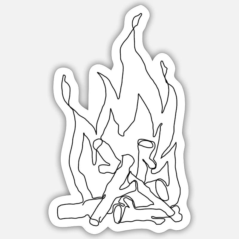 Feu de camp - Sticker taille S (10 x 10 cm) - blanc mat