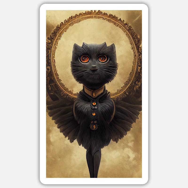 Schwarze Katze Engel - Sticker Größe S (10 x 10 cm) - Mattweiß