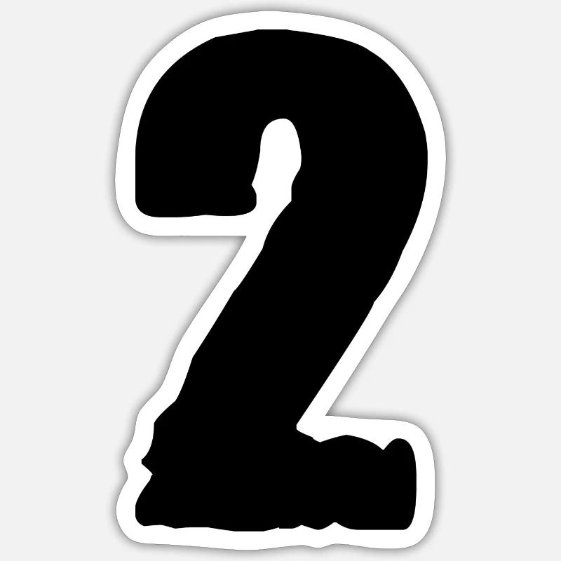2 Number jersey - Sticker size S (10 x 10 cm) - white matte
