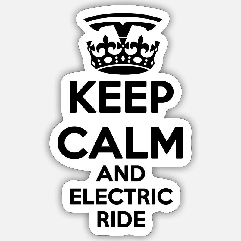 KEEP CALM AND ELECTRIC RIDE - Sticker taille S (10 x 10 cm) - blanc mat