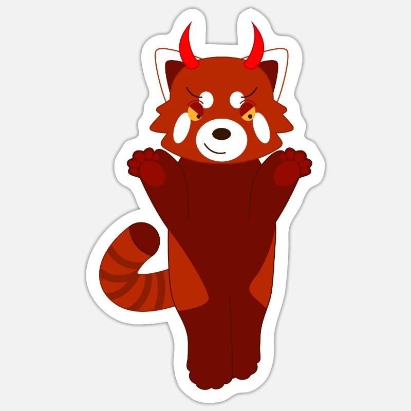 Red panda disguised as a devil for Halloween Sticker size S (10 x 10 cm)