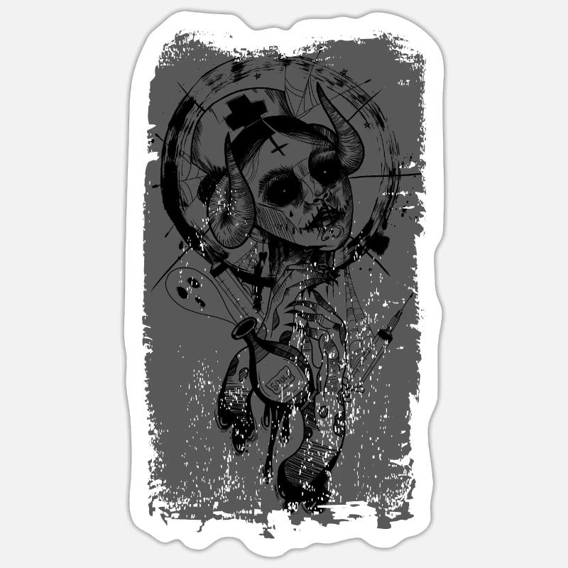 Infirmière effrayante Version 2 Sticker taille S (10 x 10 cm)