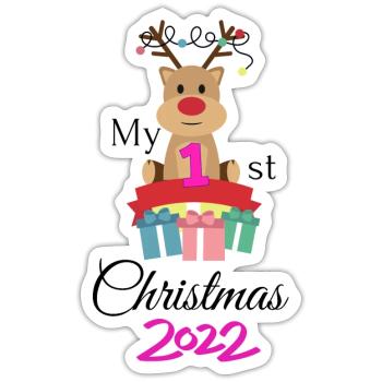 Mein erstes Weinachten 2022 - Sticker Größe S (10 x 10 cm) - Mattweiß - Vorne
