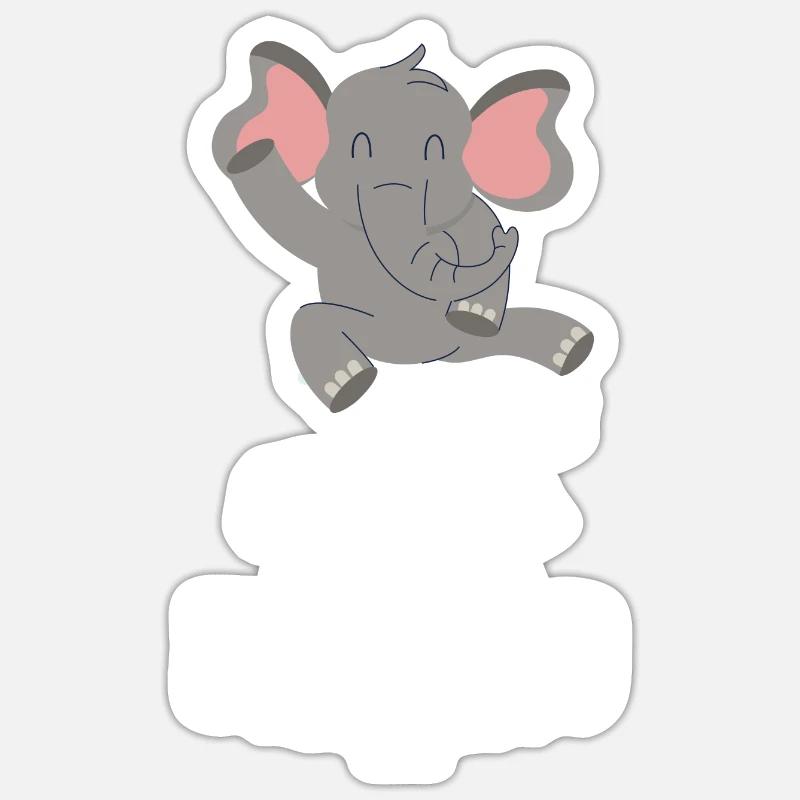 L’éléphant adore danser - Sticker taille S (10 x 10 cm) - blanc mat