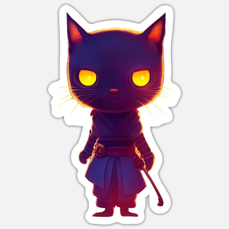 Assassin Stealth Cat - Sticker taille S (10 x 10 cm) - blanc mat
