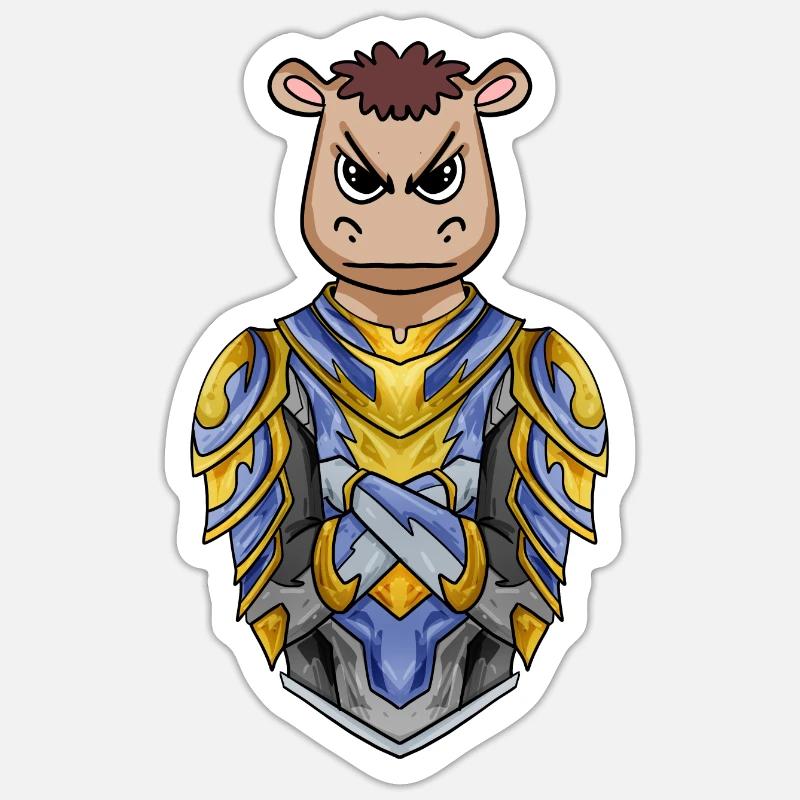 Ritter Pferd cool - Sticker Größe S (10 x 10 cm) - Mattweiß