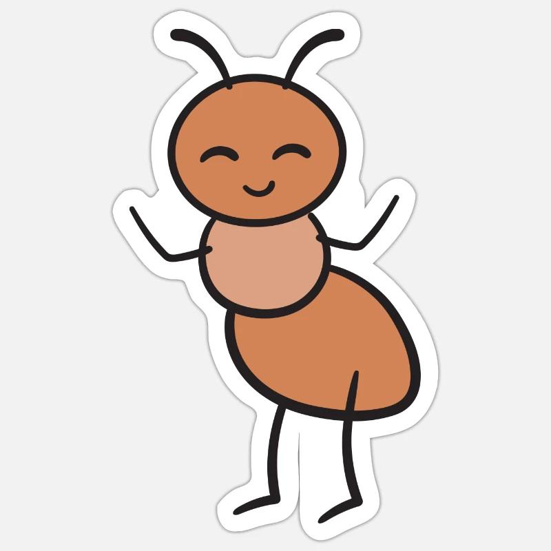 Fourmis - Sticker taille S (10 x 10 cm) - blanc mat