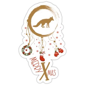 Fuchs Weihnachten Weihnachtstraumfänger - Sticker Größe S (10 x 10 cm) - Mattweiß - Vorne