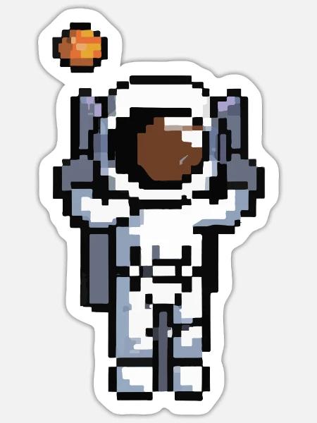 Astronaut verpixelt Weltraum Geschenkidee - Sticker Größe S (10 x 10 cm) - Mattweiß