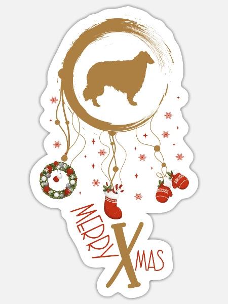 Barsoi Weihnachten Weihnachtstraumfänger - Sticker Größe S (10 x 10 cm) - Mattweiß