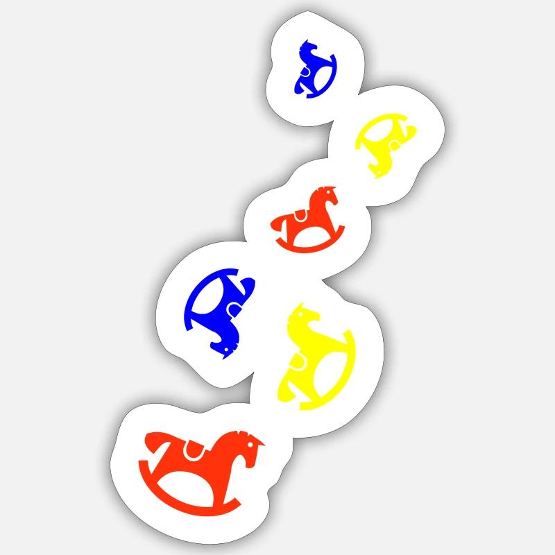 Cheval à bascule Jouet Bébé - Sticker taille S (10 x 10 cm) - blanc mat