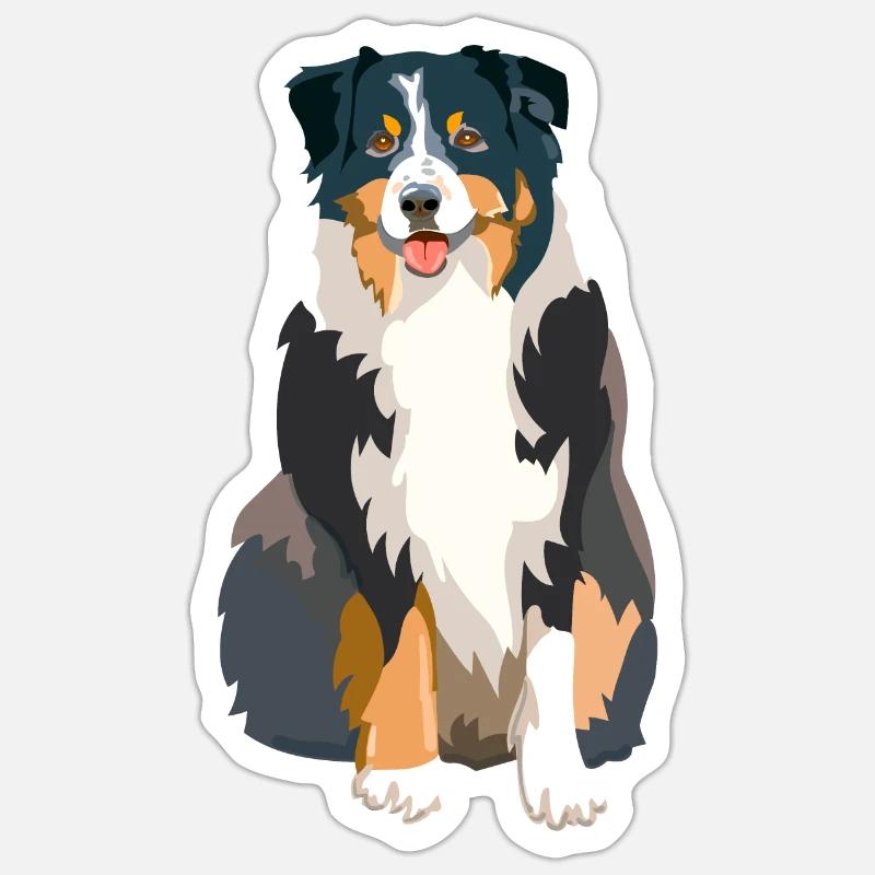 Australischer Schäferhund - Sticker Größe S (10 x 10 cm) - Mattweiß
