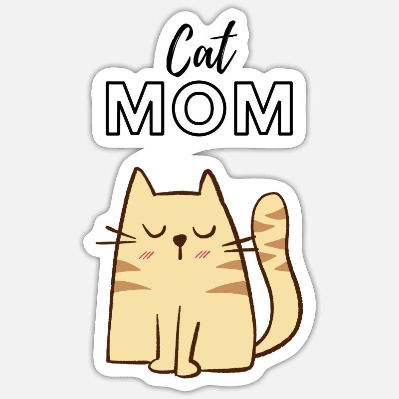 Cat Mom - Sticker Größe S (10 x 10 cm) - Mattweiß