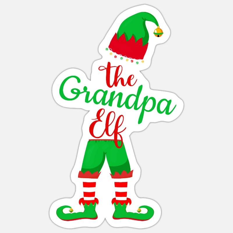 Noël pour Papi - Papi lutin - Sticker taille S (10 x 10 cm) - blanc mat