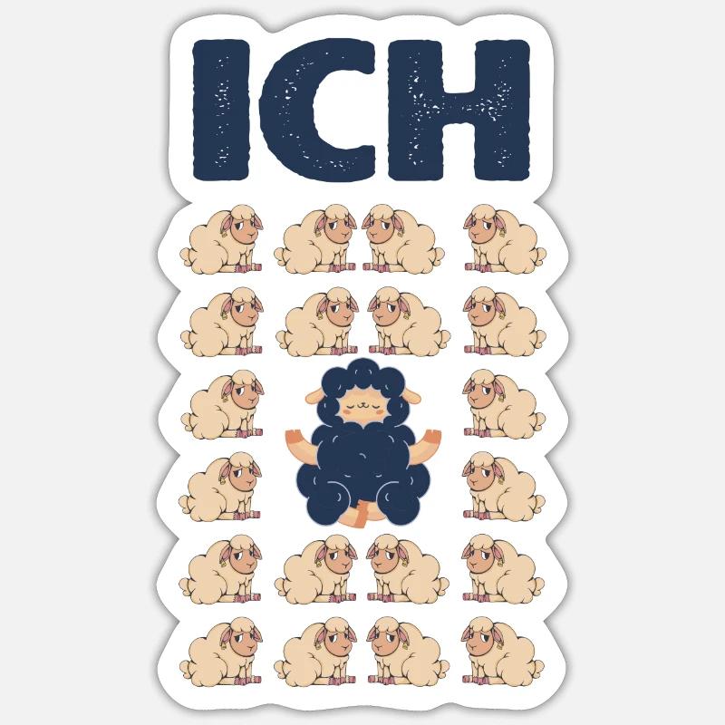 Schwarzes Schaf Ich einzigartig Geschenk Lämmer - Sticker Größe S (10 x 10 cm) - Mattweiß