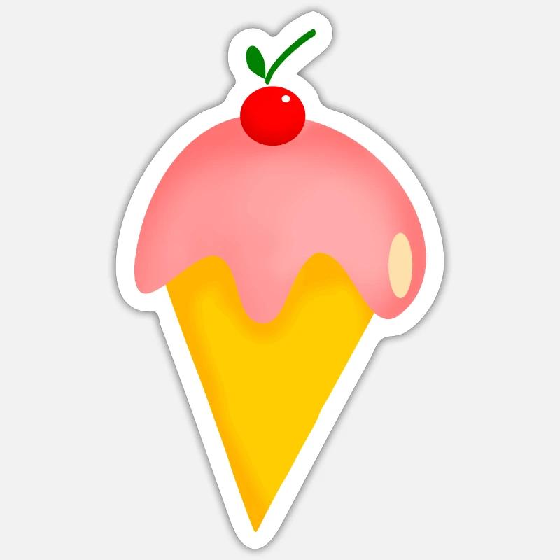 ERDBEERKIRSCH-EISCREME - Sticker Größe S (10 x 10 cm) - Mattweiß