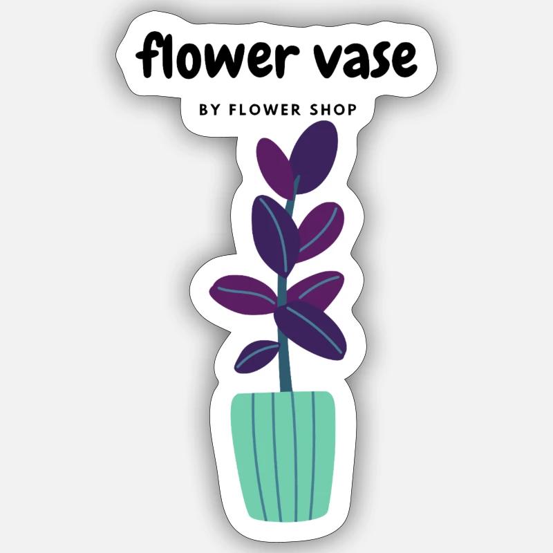 Vase à fleurs - Sticker taille S (10 x 10 cm) - blanc mat