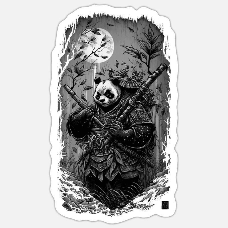 panda samurai Sticker Größe S (10 x 10 cm)