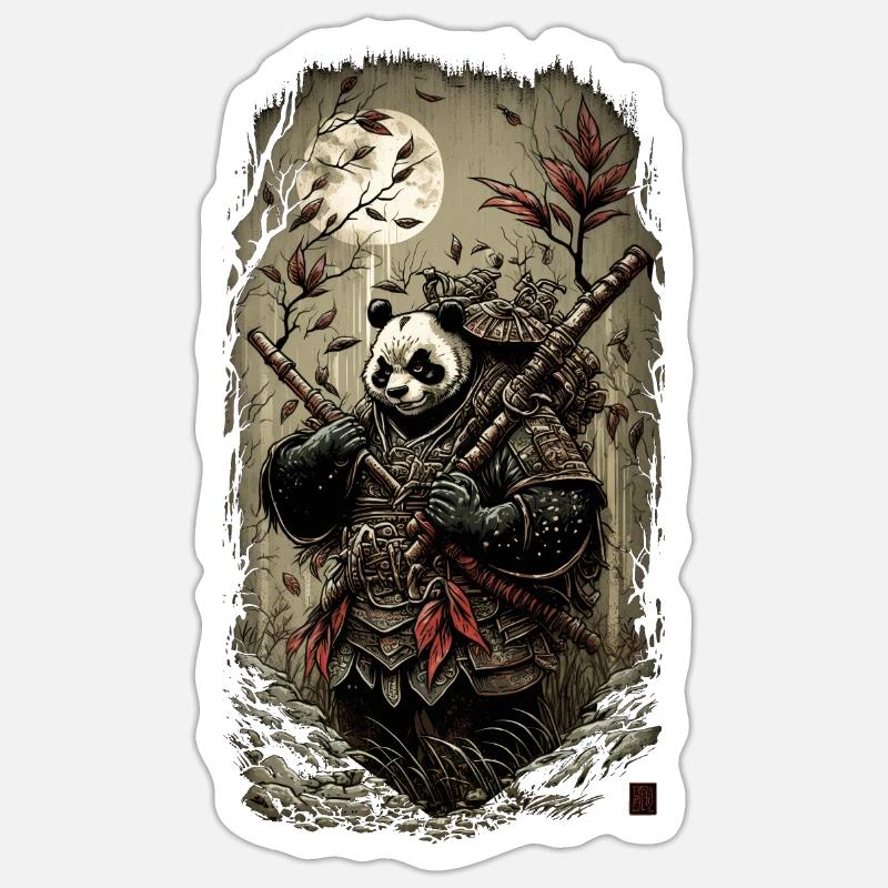 Panda Samouraï 2 Sticker taille S (10 x 10 cm)