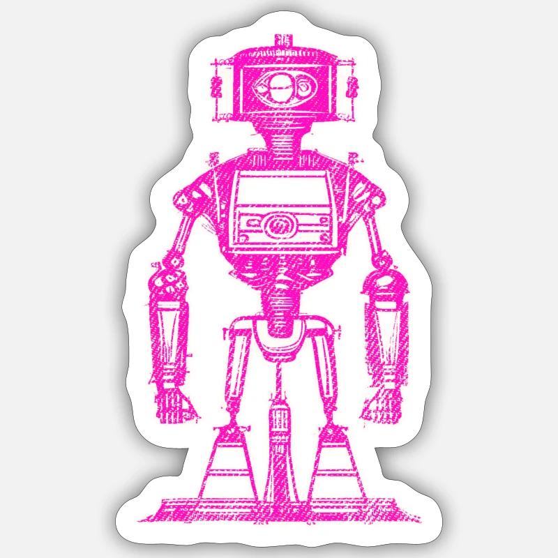 Roboter pink Mädchen - Sticker Größe S (10 x 10 cm) - Mattweiß