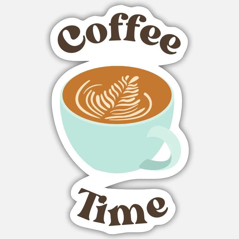 L’heure du café - Sticker taille S (10 x 10 cm) - blanc mat