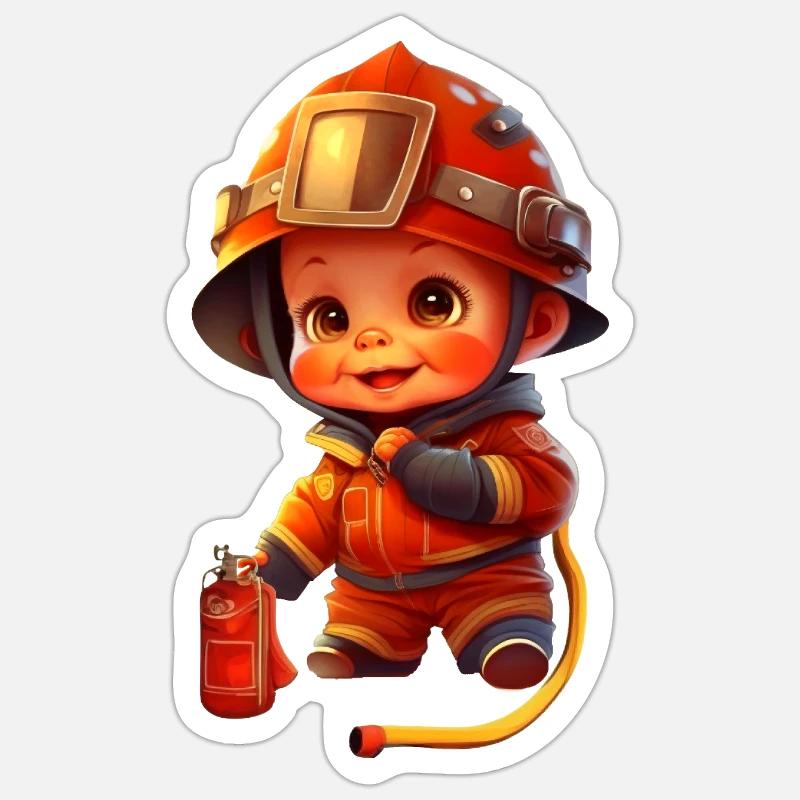 Süßer Feuerwehrmann - Sticker Größe S (10 x 10 cm) - Mattweiß