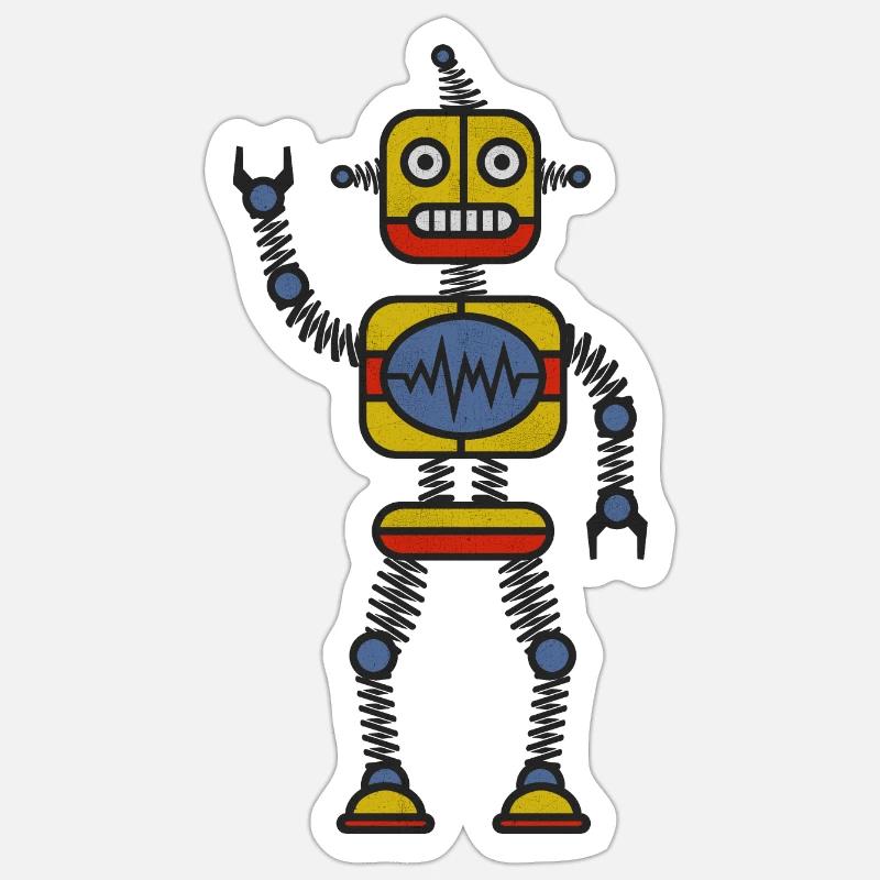 Roboter - Sticker Größe S (10 x 10 cm) - Mattweiß