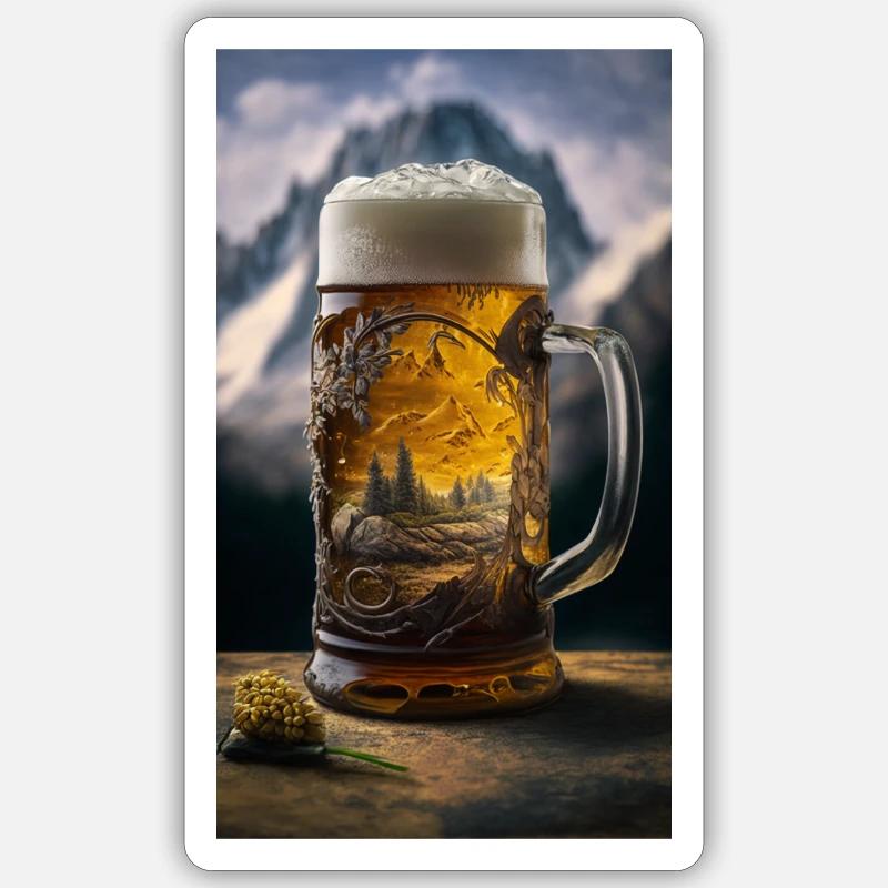 Mass Bier - Sticker Größe S (10 x 10 cm) - Mattweiß