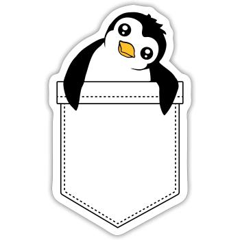 Süßer Kleiner Pinguin Brusttasche Reise Tasche - Sticker Größe S (10 x 10 cm) - Mattweiß - Vorne
