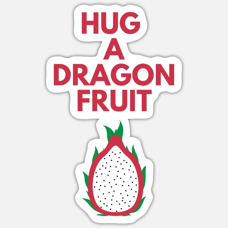 HUG A DRAGON FRUIT - Sticker size S (10 x 10 cm) - white matte