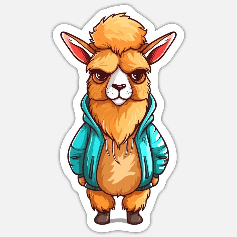 Grumpy llama - Sticker size S (10 x 10 cm) - white matte