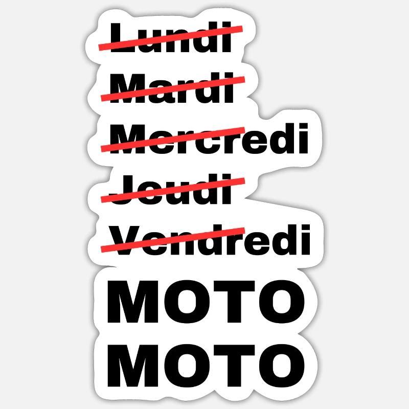 week-end moto - Sticker taille S (10 x 10 cm) - blanc mat